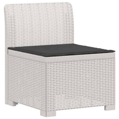 Vidaxl Canapé De Jardin 1 Place Avec Coussin Look Rotin Pp Blanc