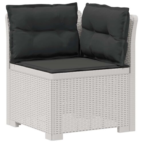 Vidaxl Canapé De Jardin 1 Place Avec Coussins Look Rotin Pp Blanc