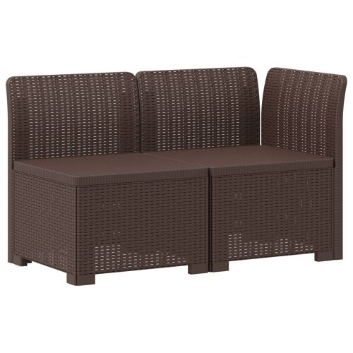 Vidaxl Canapé De Jardin 2 Places Look Rotin Pp Marron