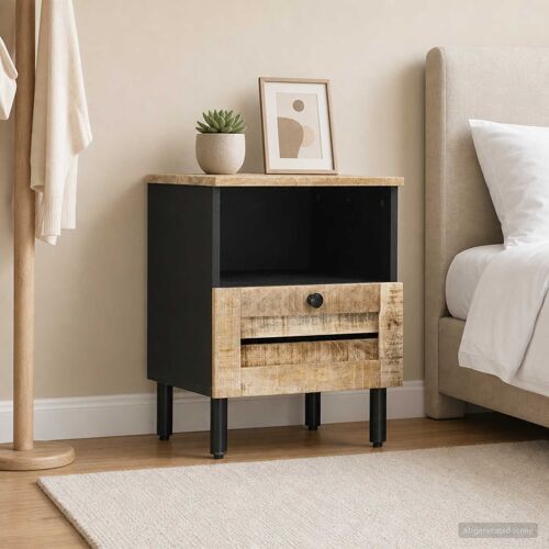 vidaXL Table de chevet Naturel 40 x 33 x 46 cm Bois de mangue massif