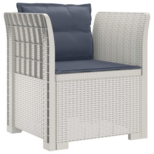 vidaXL Fauteuil 1 place avec coussins look rotin PP Blanc