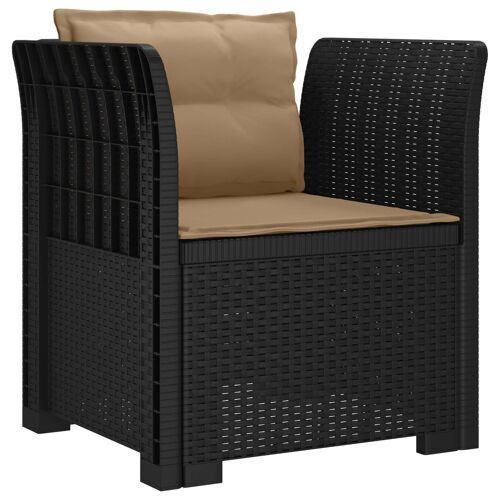 vidaXL Fauteuil 1 place avec coussins look rotin PP Anthracite