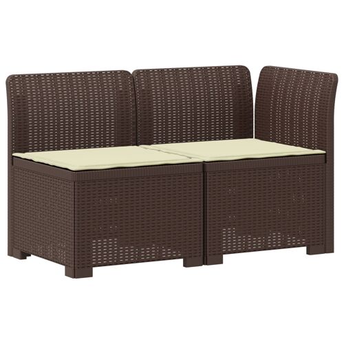 Vidaxl Canapé De Jardin 2 Places Avec Coussins Look Rotin Pp Marron