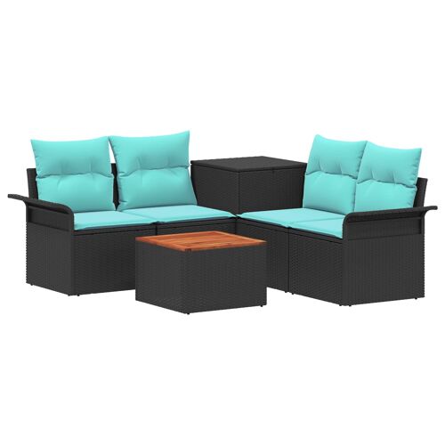 vidaXL Ensemble de Canapés 6 pcs 4-Nombre de places Noir et Bleu