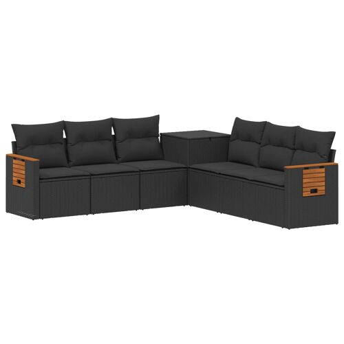 vidaXL Ensemble de Canapés 7 pcs Noir Rattan synthétique et acier