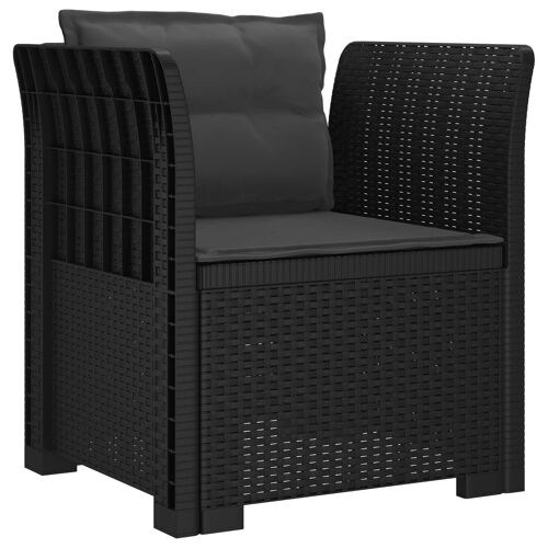 vidaXL Fauteuil 1 place avec coussins look rotin PP Anthracite