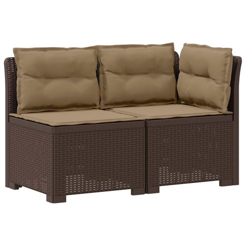 Vidaxl Canapé De Jardin 2 Places Avec Coussins Look Rotin Pp Marron