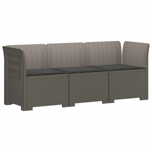 Vidaxl Canapé De Jardin 3 Places Avec Coussins Look Rattan Pp