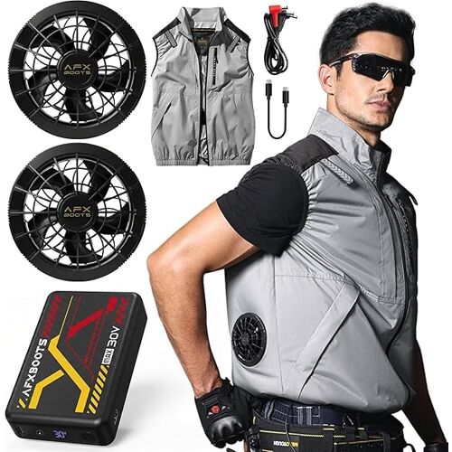 Labewvi Gilet Rafraichissant, Gilet Refroidissant Homme Femme Avec 20000mah Batterie Incluse, Veste Ventilée Avec 2 Ventilateur | 5 Niveaux De Réglage, Longue Autonomie, Été Caniculaire