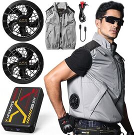 Labewvi Gilet Rafraichissant, Gilet Refroidissant Homme Femme Avec 20000mah Batterie Incluse, Veste Ventilée Avec 2 Ventilateur | 5 Niveaux De Réglage, Longue Autonomie, Été Caniculaire