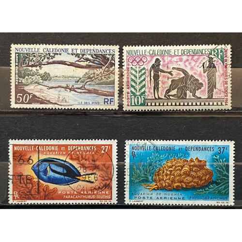 Lot De 4 Timbres Oblitérés Nouvelle-Calédonie 1964 / 1965 Y&T N° 75 76 77 78