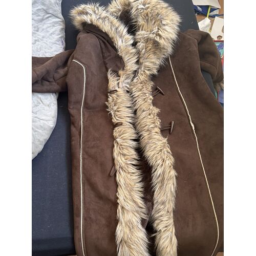 Manteau En Daim Glacé Intérieur Fourrure Marron Taille Xxl