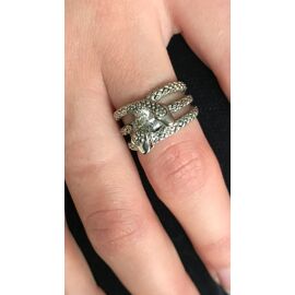 Bague Vintage Argent 925 Serpent Enroulé Taille 53 Mj21