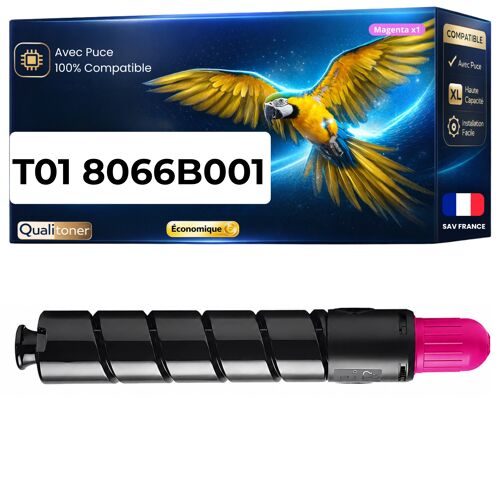 8068B001 T01 Toner compatible pour Canon imagePRESS C60 C600 C600i C65 C650 C700 C750 C800 Magenta avec puce 39500 pages