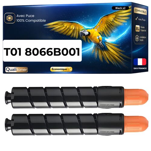 Toner T01 8066B001 compatible pour Canon Noir Haute capacité avec puce 56000 pages Pack 2