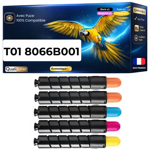 8066B001 8067B001 8068B001 8069B001 T01 Toner compatible Canon imagePRESS C60 C600 C600i C65 C650 C700 C750 C800 Couleurs avec puce Pack 5