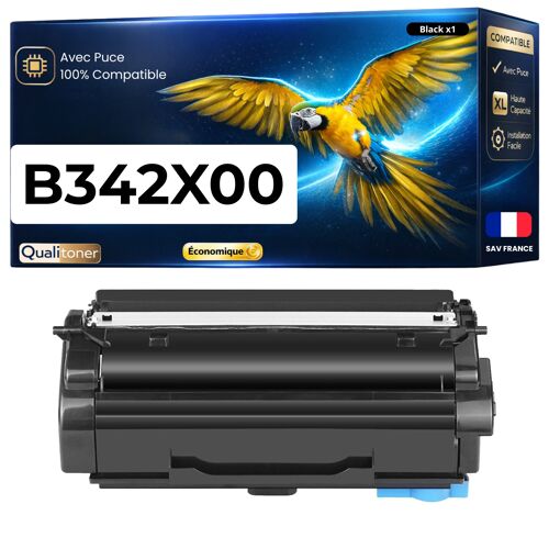 B342X00 Toner compatible pour Lexmark B3340 B3442 MB3442 Noir haute capacité avec puce 6000 pages Pack 1 impression nette pro