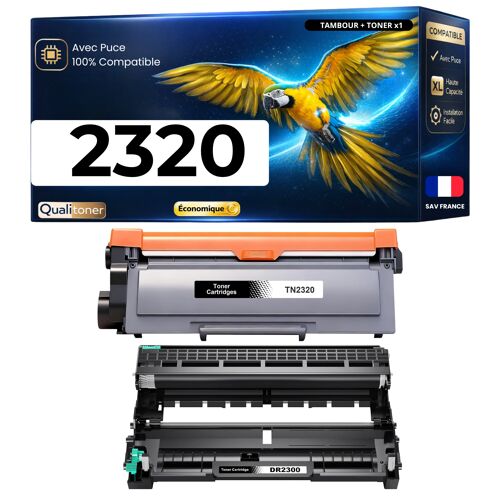 Toner TN2320 TN2310 + Tambour DR2300 compatible pour Brother Noir Haute capacité avec puce 2600 pages