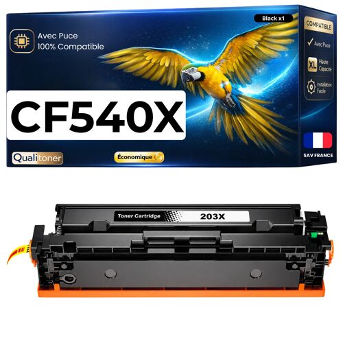 Toner CF540X 203X compatible pour HP Noir Haute capacité avec puce 3200 pages