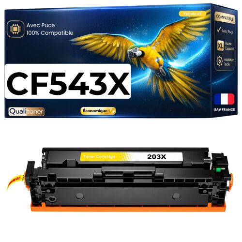 Toner CF542X 203X compatible pour HP Jaune Haute capacité avec puce 2500 pages