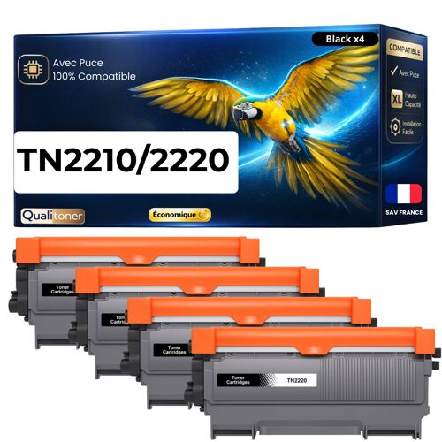 compatible pour Brother TN-2220 TN2210 2600 pages haute capacité Pack 4