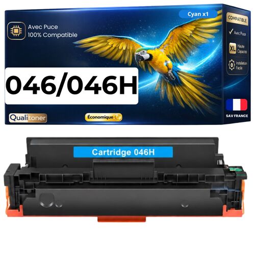Toner 1253C002 046H compatible pour Canon Cyan Haute capacité avec puce 5000 pages Pack 1