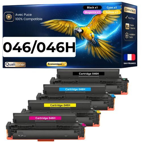 Toner 046H compatible pour Canon Noir et Couleurs Haute capacité avec puce 6300 5000 pages Pack 4
