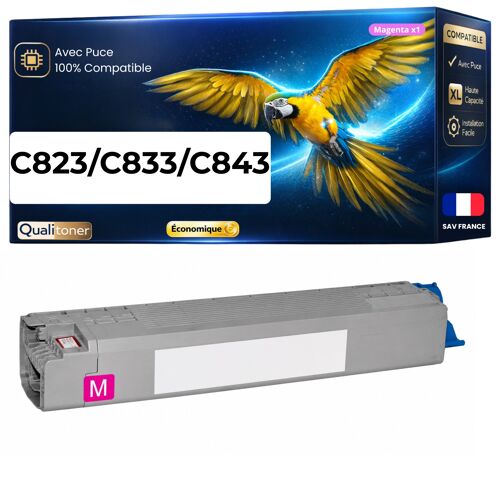 Toner 46471102 compatible pour OKI Magenta Haute capacité avec puce 7000 pages Pack 1
