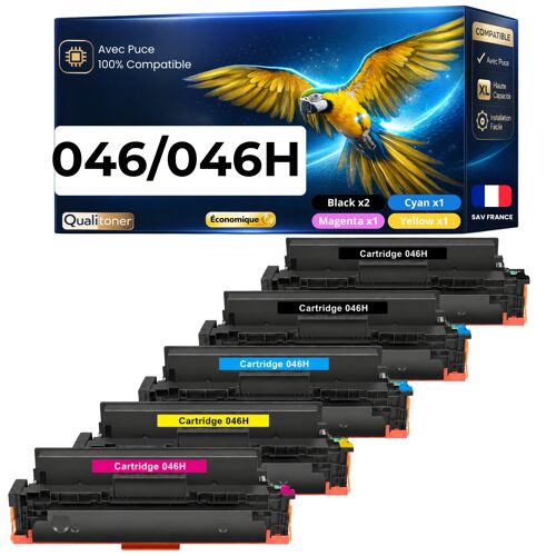 Toner 046H compatible pour Canon Noir et Couleurs Haute capacité avec puce 6300 5000 pages Pack 5