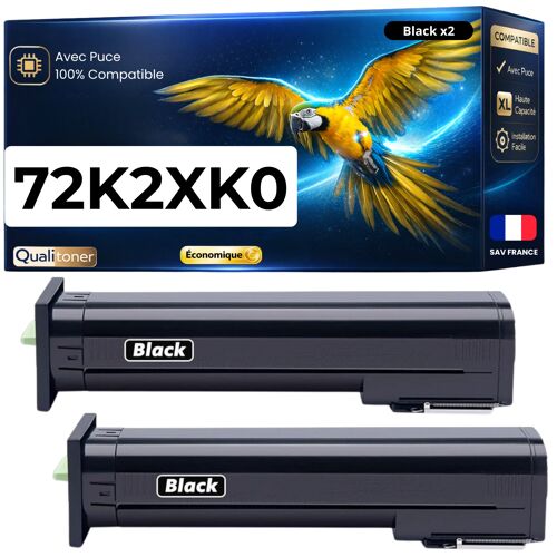 Toner 72K2XK0 compatible pour Lexmark Noir Haute capacité avec puce 33000 pages Pack 2