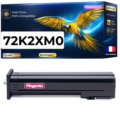 Toner laser 72K2XM0 compatible pour Lexmark magenta haute capacité avec puce 22000 pages Pack 1