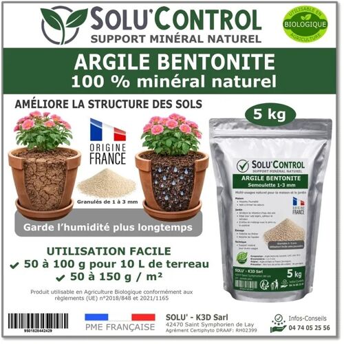 Argile Bentonite Jardin - Tout Pour Les Nuisibles - Améliore La Rétention D'eau - Idéale Pour Sols Sableux