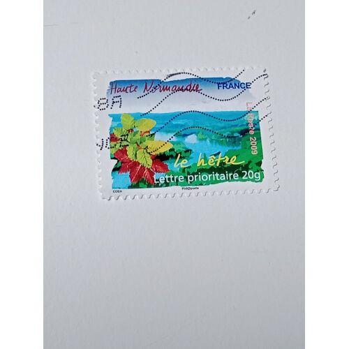 Timbre France Lettre 20g Autoadhesif Oblitere Yvert N° 300 Flore Des Regions Le Hetre De 2009