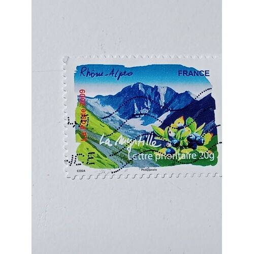 Timbre France Lettre 20g Autoadhesif Oblitere Yvert N° 313 Flore Des Regions La Myrtille Rhone Alpes De 2009