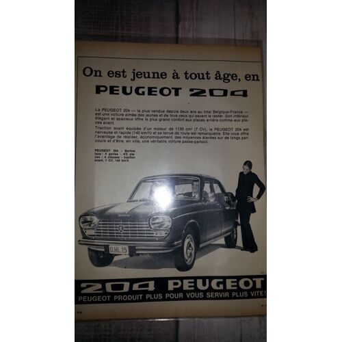 Publicité Papier: Peugeot 204, Parue Dans La Presse En 1971