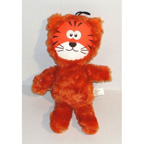 doudou tigre pour chien tête plastique et pouet peluche animaux 30 cm