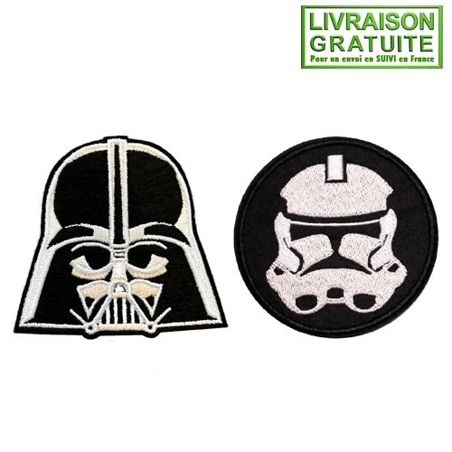 Lot De 2 Patchs Écussons Star Wars Dark Vador Stormtroopers - Thermocollants