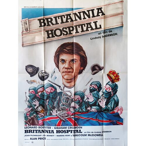 Britannia Hospital - Véritable Affiche De Cinéma Pliée - Format 120x160 Cm - De Lindsay Anderson Avec Leonard Rossiter, Brian Pettifer, John Moffatt, Malcolm Mcdowell - 1982