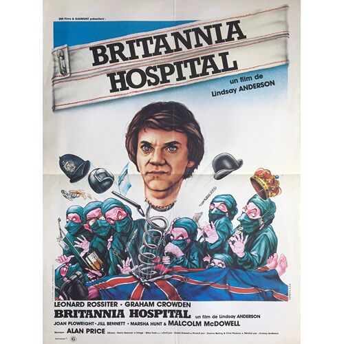 Britannia Hospital - Véritable Affiche De Cinéma Pliée - Format 40x60 Cm - De Lindsay Anderson Avec Leonard Rossiter, Brian Pettifer, John Moffatt, Malcolm Mcdowell - 1982