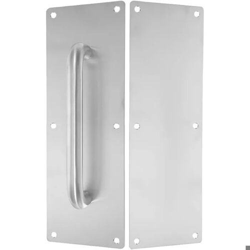 Poignée de porte industrielle robuste en acier argenté 10 x 30 cm