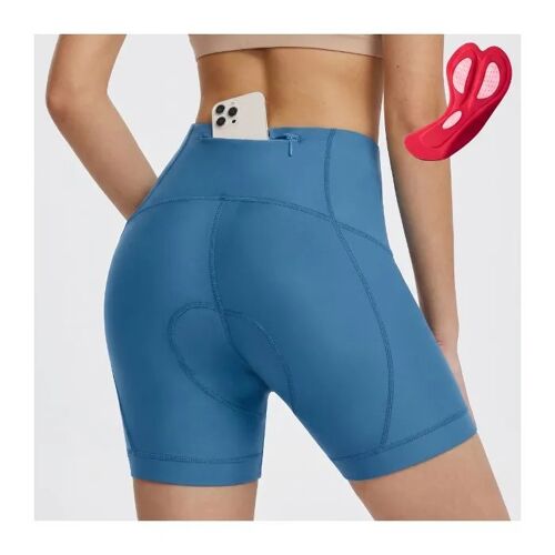 Short De Cyclisme Femme Avec Peau De Chamois Gel 4d Respirant Bleu Xl