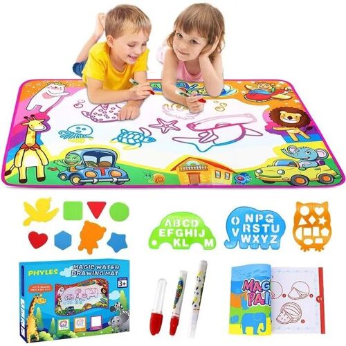 Tapis de Dessin à l'Eau Magique Dinosaur 100x70 cm - Jouet Créatif sans Taches pour Enfant