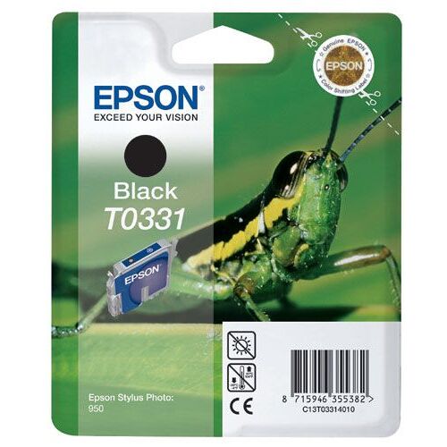Epson T0331 - 17 ml - noir - original - emballage coque avec alarme radioélectrique/ acoustique - cartouche d'encre - pour Stylus Photo 950