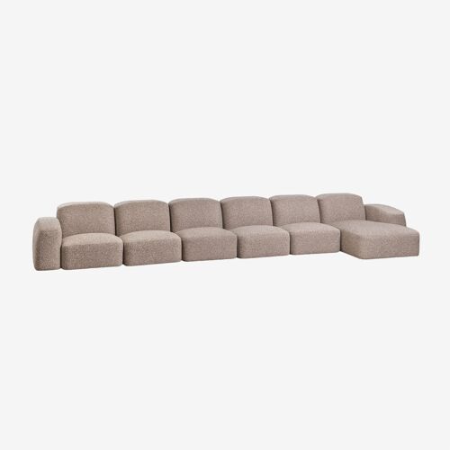 Canapé modulable Bastian 6 pièces avec méridienne côté droit