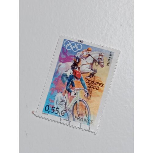 Timbre France 0,55€ Yvert N° 4222 Oblitéré Les Olympique D'Été A Pékin Équitation Et Cyclisme De 2008