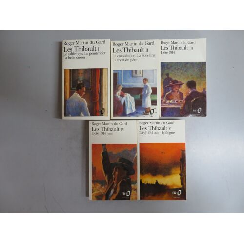 Lot De 5 Livres Romans . Saga Complete / Les Thibault . Tomes 1.2.3.4.5. / Roger Martin Du Gard / Editions Folio