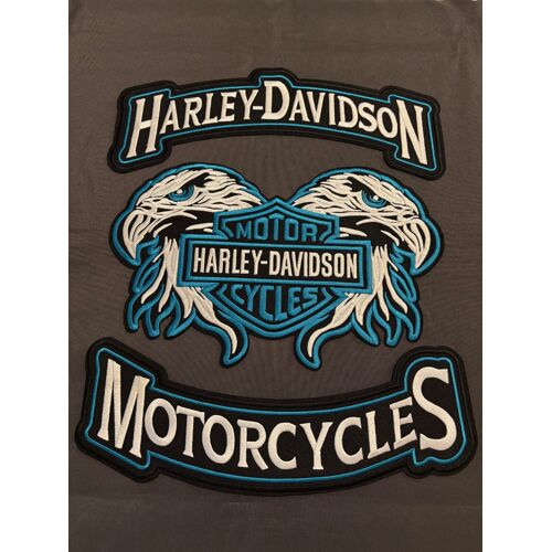 Kit Moto Écusson Patch Brodé Thermocollant Tête D'Aigle Harley Davidson