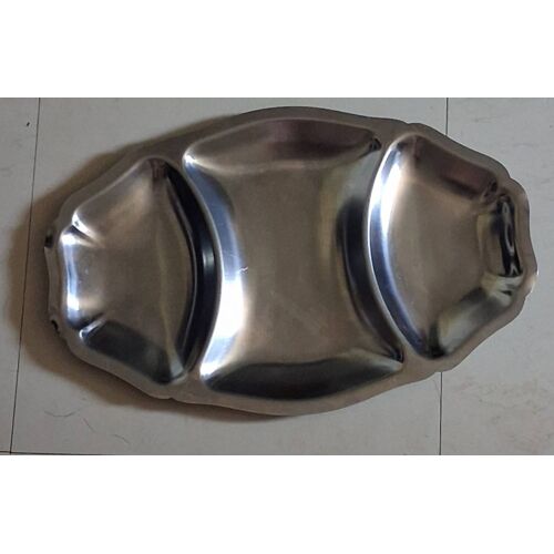Plat Vintage À Trois Compartiments En Inox