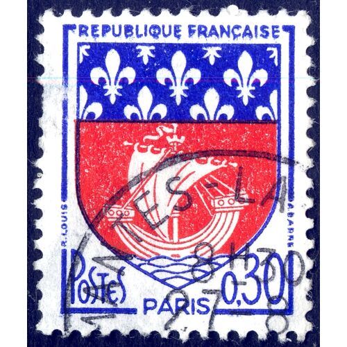 Timbre Oblitéré République Française , Paris , Postes , 0,30