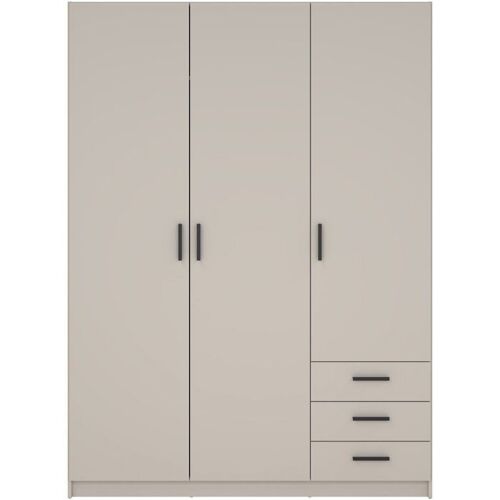 Armoire SANS SPRINT beige mat 3 portes et 3 tiroirs 147 x 49,8 x 200,4 cm
